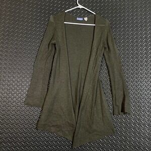 Acrobat Women's Dark Green Silk‎ Cashmere Knit Open Front Cardigan Sweater Small